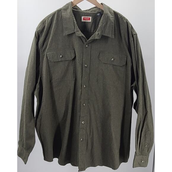 Wrangler mens long sleeve button up shirt green Size 3x Utility western country - Picture 1 of 9